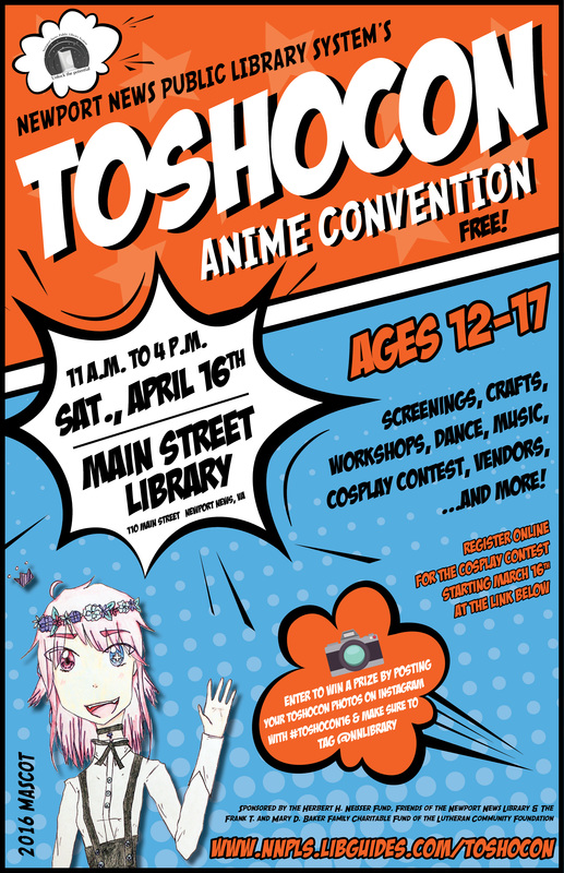 April 16: TOSHOCON Anime Convention for Teens at Main Street Library -  SCNN, Inc.